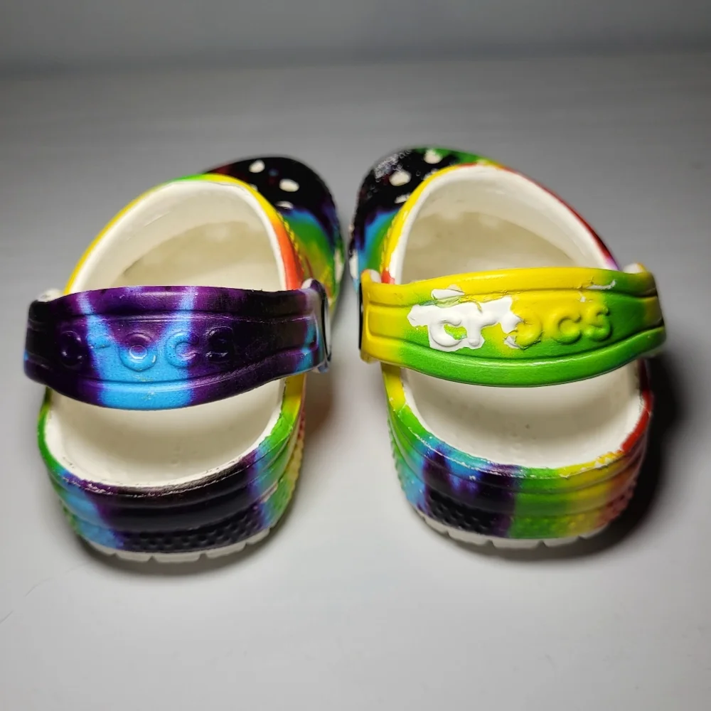 Crocs Baby Girl’s Rainbow Tie-Dyed Slip On Shoe Toddler Size 4